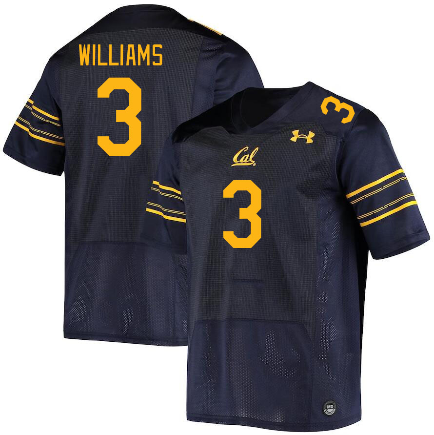 Men #3 Nohl Williams California Golden Bears College Football Jerseys Stitched Sale-Navy